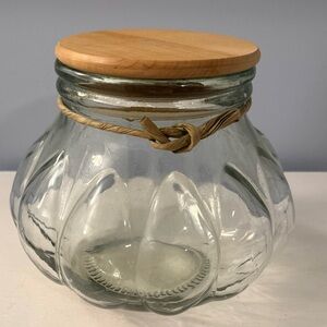 Unique Large Oval Glass Jar with Wooden Lid